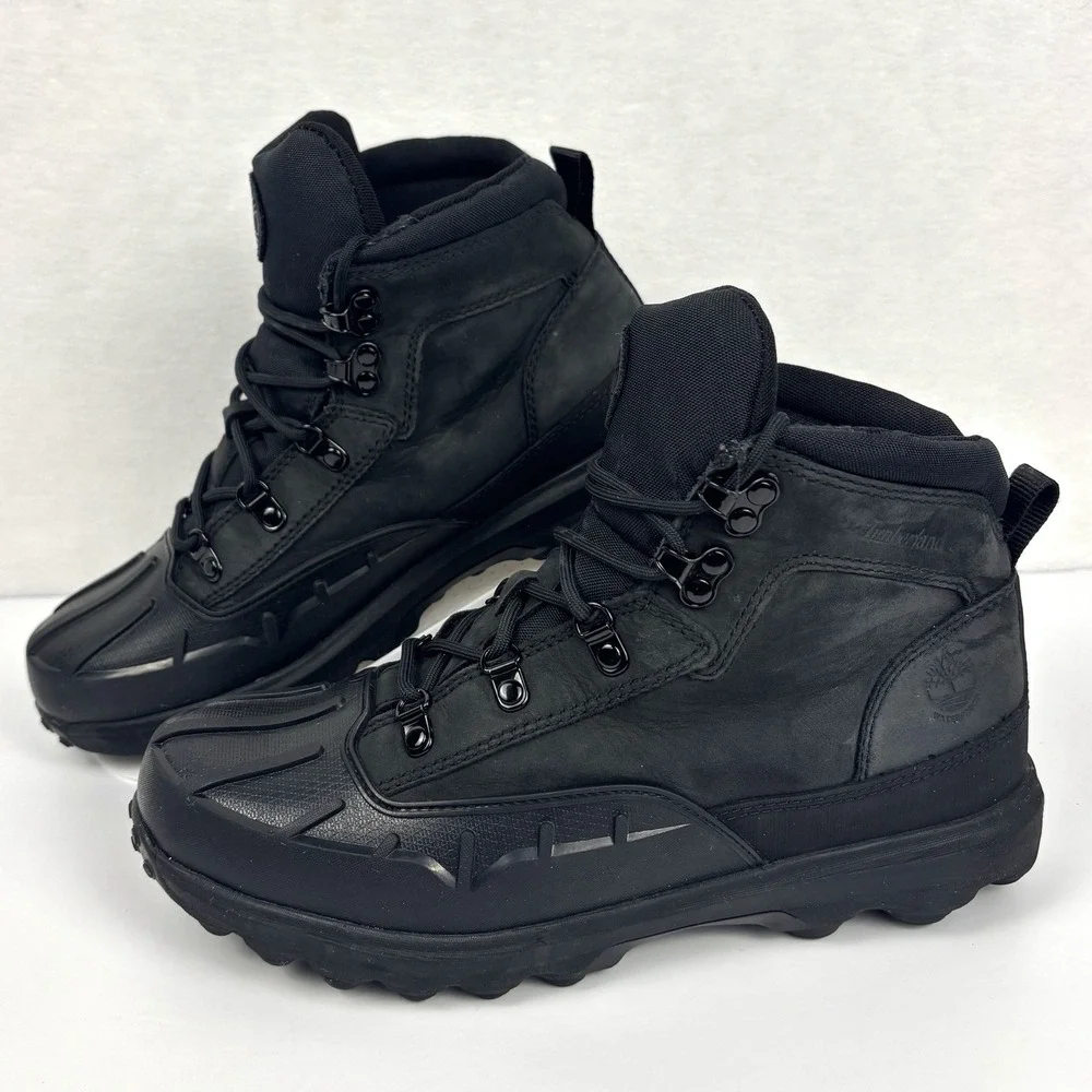 Timberland Converge Waterproof Hiking Boots Boys 6.5 Black Nubuck Leather A63GD